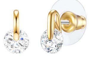 Cercei cu tija de aur de 14K filat cu zirconia - Auriu