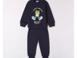 Compleu bluza fllece si pantaloni pentru baieti -  4.7513 - Alb/Verde/Bleumarin