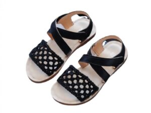 Sandale  Cu Plasa Crosetata - Uni - Casual - Fete - Textil - Negru - Negru