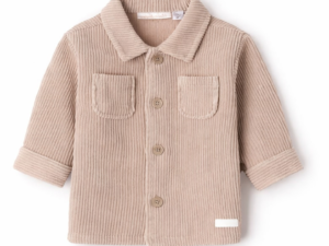 Camasa bebe baieti  din catifea cu buzunare frontale si nasturi