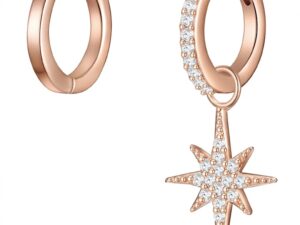 Cercei placati cu aur rose de 14K - zirconia - Auriu rose