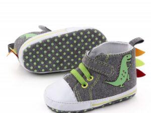 Tenisi  Model Dino - Casual - Textil - Baieti - Siret - Gri - 3-6 luni -