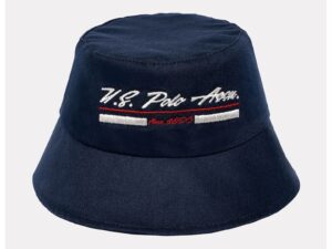 Palarie bucket din bumbac cu logo - Rosu/Alb murdar/Bleumarin