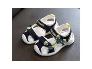 Sandale  Cu Barete Ajustabile - Piele Intoarsa - Textil - Baieti - Bleumarin - Alb - Alb/Bleumarin
