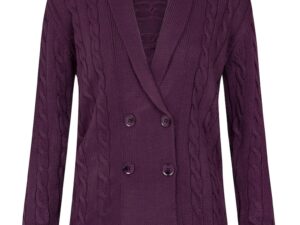 Cardigan din amestec de bumbac cu model torsade - Violet