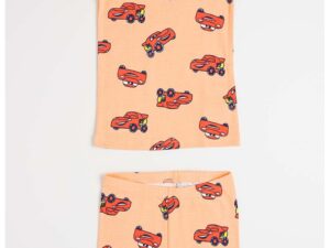 Pijama de bumbac cu pantaloni scurti - Rosu/Portocaliu