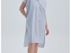 Rochie-camasa asimetrica cu slituri laterale - Albastru glaciar