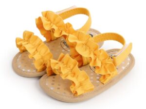 Sandale  Model AL 11086 cu volanase - Textil - Fete - Galben - 3-6 luni