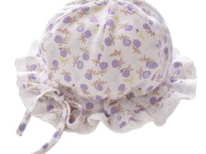 Palarie  Model Little Flowers - Floral - Bumbac - Fete - Alb/Lila