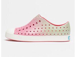 Tenisi slip-on cu aspect lucios Jefferson Bling - Alb/Roz