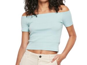 Tricou urban cu umerii goi pentru Femei  Alb - S - Albastru pastel
