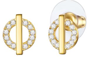 Cercei placati cu aur de 14K si decorati cu cristale - Auriu