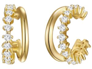 Cercei placati cu aur de 14K - cu zirconia - Auriu/Galben
