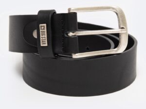 Curea barbati  neagra - din piele naturala - cu catarama argintie - 906 M - Negru