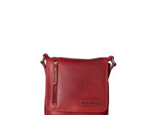 Geanta crossbody de piele cu clapa - Rosu