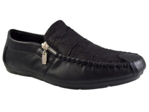 Mocasini Barbati - negru - model cu nervuri si fermoar - Corner1