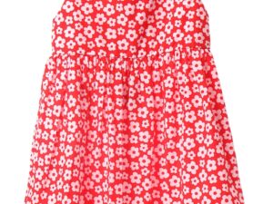 Rochie cu imprimeu floral - fara maneci - Rosu/Alb