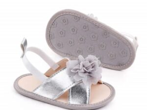 Sandale  Model AL 11031 cu floricica - Textil - Fete - Argintiu -