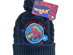 Caciula de iarna pentru baieti  Spiderman - neagra - cu pompon