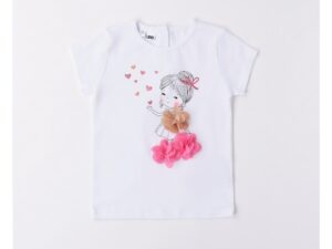 Tricou cu imprimeu pentru fete -  4.6333 - Alb - Alb/Bej/Roz