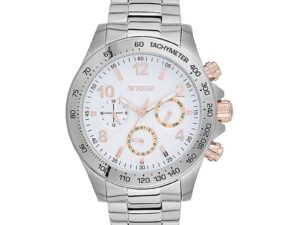 Ceas barbati  model WWG200203 - argintiu - curea din otel - rezistent la apa 5 ATM