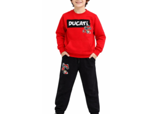 Trening baieti  doua piese hanorac cu buzunar si pantaloni fleece Rosu Negru