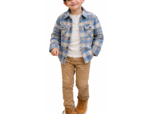 Camasa iDO pentru baieti cu carouri - oversized din jacard Albastru deschis BeJ