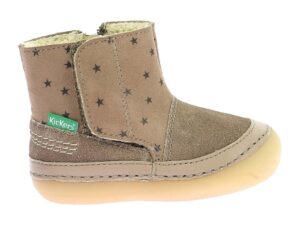 Ghete de piele cu velcro - Maro taupe/Maro nisip