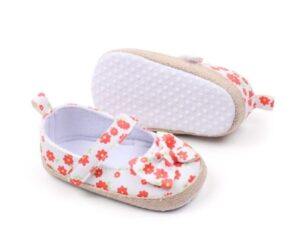 Pantofi  Model AL 13233 cu model floral - Textil - Fete - Multicolor - Alb/Portocaliu