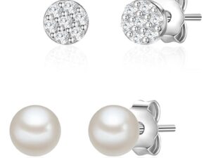 Set de cercei cu cristale din zirconia - 2 perechi - Argintiu