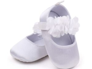 Pantofi  Model AL 13752 cu floricele - Satin - Fete - Roz - Alb