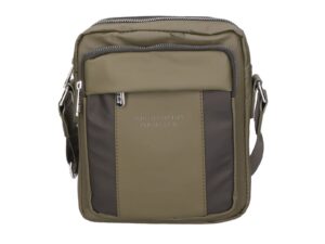 Geanta crossbody de piele ecologica cu bareta ajustabila - Verde/Negru