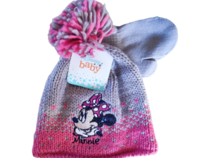 Set caciula si manusi  Minnie - gri - material pentru fete - Gri