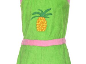 Salopeta scurta din teddy - Verde/Roz