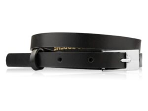 Curea din piele pentru femei - neagra - catarama argintie - Negru