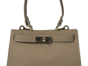 Geanta de piele cu maner si inchidere metalica - Maro taupe