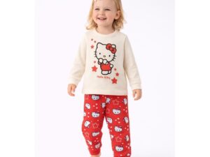 Pijama lunga fete iDO Hello Kitty bumbac si saculet inclus