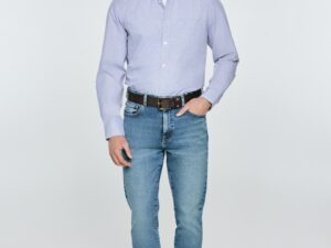 Camasa din bumbac cu model in carouri si guler clasic