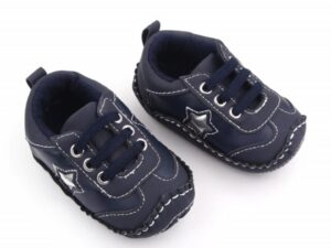 Pantofi Sport  Cu Steluta Argintie - Textil - Baieti - Siret - Bleumarin - Bleumarin