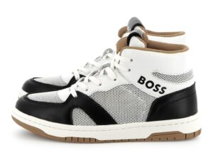 Pantofi sport mid-high cu logo - Alb/Negru