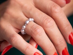 Inele femei -  handmade - perle de cultura - argint 925 - gri
