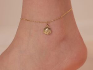 Bratara de picior din argint placat cu aur - banut cu doua fete