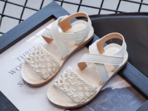 Sandale  Cu Plasa Crosetata - Uni - Casual - Fete - Textil - Alb - - Alb