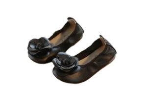 Balerini  Model Trandafiras - Casual - Piele ecologica - Fete - Fara inchidere - Negru