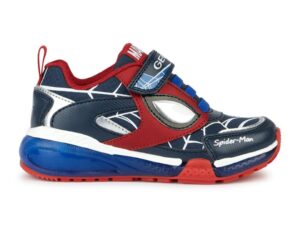 Pantofi sport cu velcro si model Spiderman - Rosu/Alb/Albastru