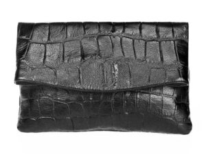 Geanta plic de piele cu model piele de reptila - Negru