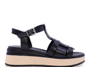 Sandale cu platforma femei Benvenuti negre din piele  807DS6708N