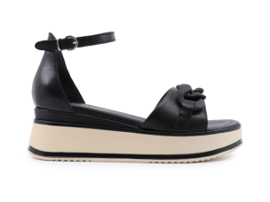 Sandale femei Benvenuti negre din piele cu platformă 807ds6721n