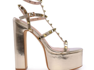 Sandale femei Enzo Bertini aurii cu toc înalt și platformă 1127DS2302AU