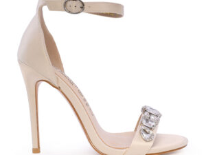 Sandale femei Enzo Bertini bej din satin cu elemente decorative și toc înalt 1127DS1033RABE